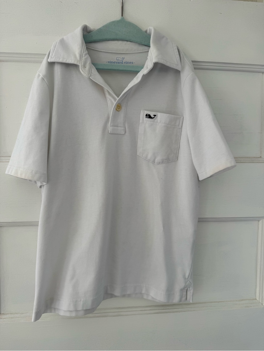 Vineyard Vines Boys' White Short-Sleeve Polo with Pocket